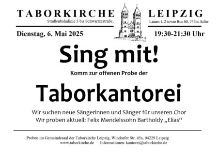 Offene Probe Taborkantorei, Sing mit!
